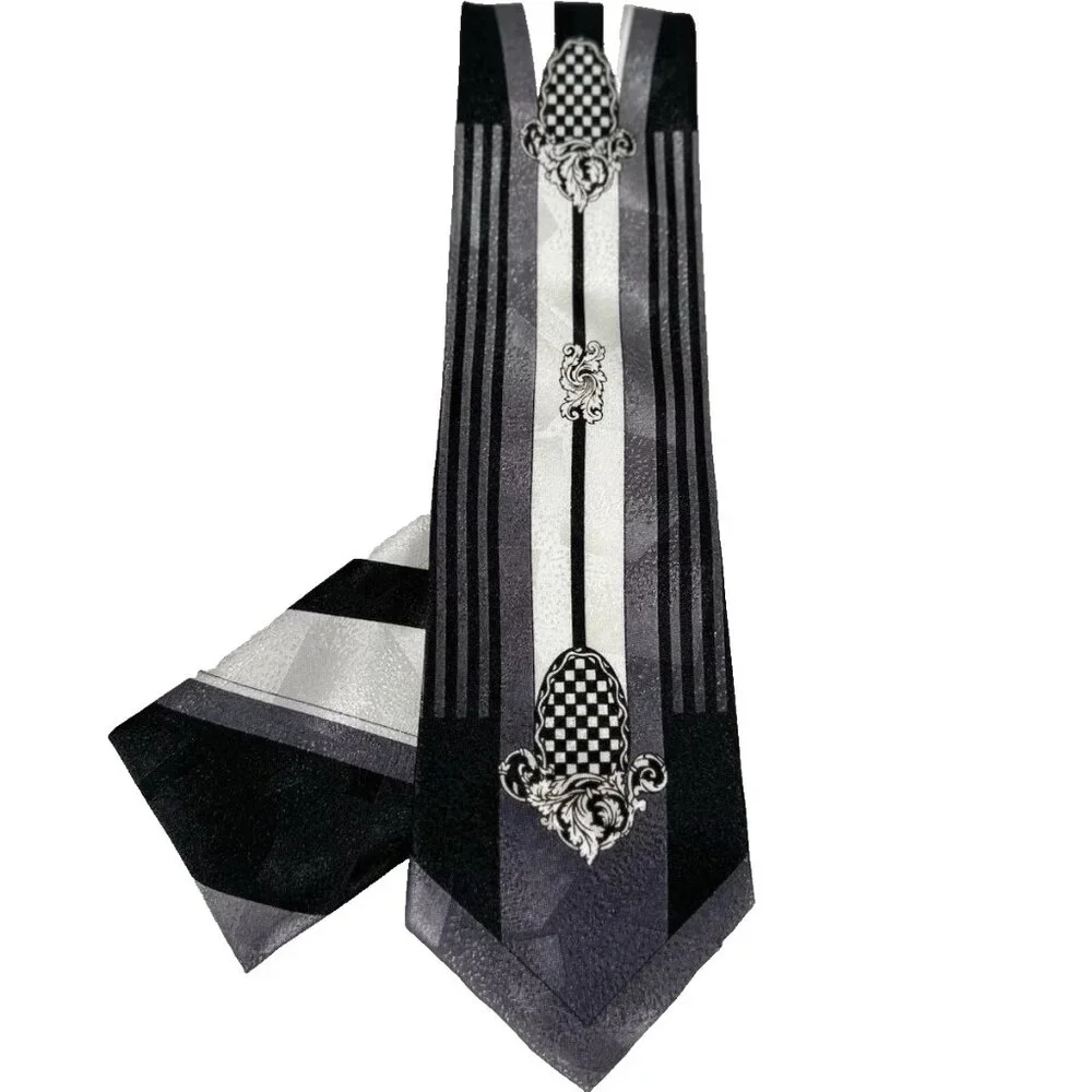 Da Ciro Boys Tie Hanky Set Black Silver White 3